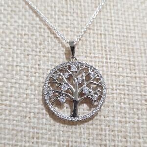 Elegant Silver Moissanite Tree of Life Pendant Necklace